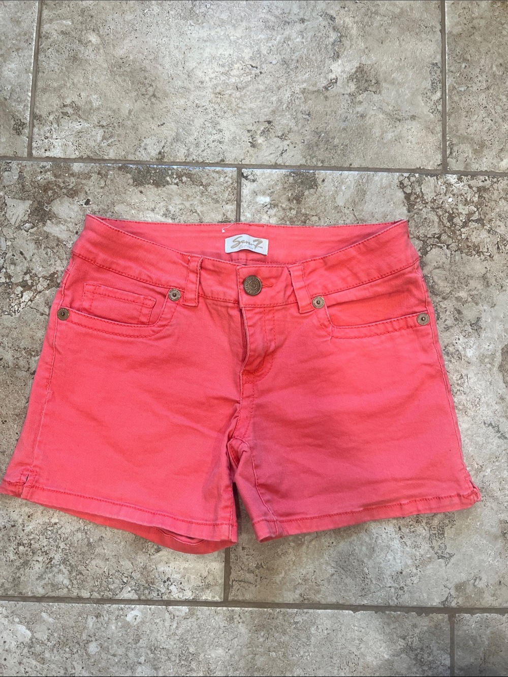 Seven7 Coral Pink Jean Shorts